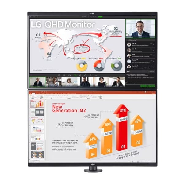 LG 27″ QHD Dual Ergo QHD Monitor with USB Type-C, Daisy Chain