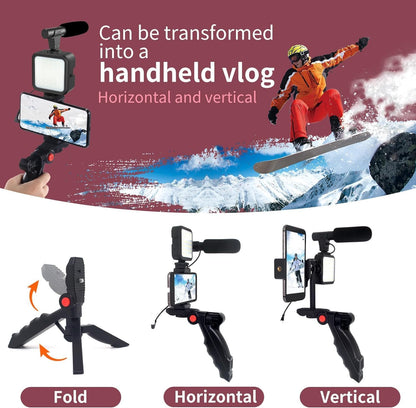 SURPN Vlogging Kit for iPhone, Android With Tripod, Black