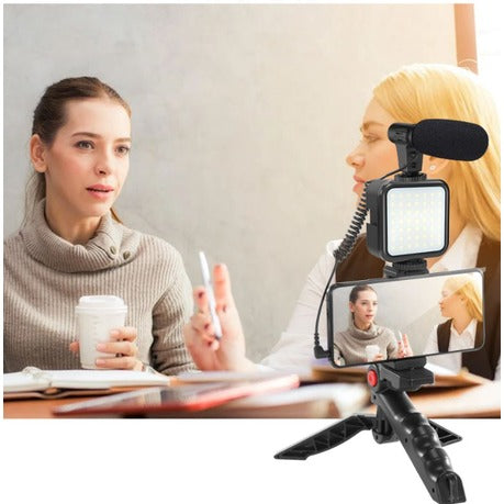 Vlogging Kit for iPhone, Android With Tripod, With LED Video Light, Youtube Starter Kit.